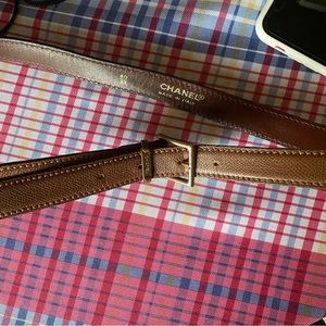 Chanel Brown Belt Gold Belt Buckle